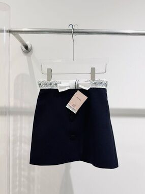 🚩steal Miu Miu Mini Skirt with White Bow Trim